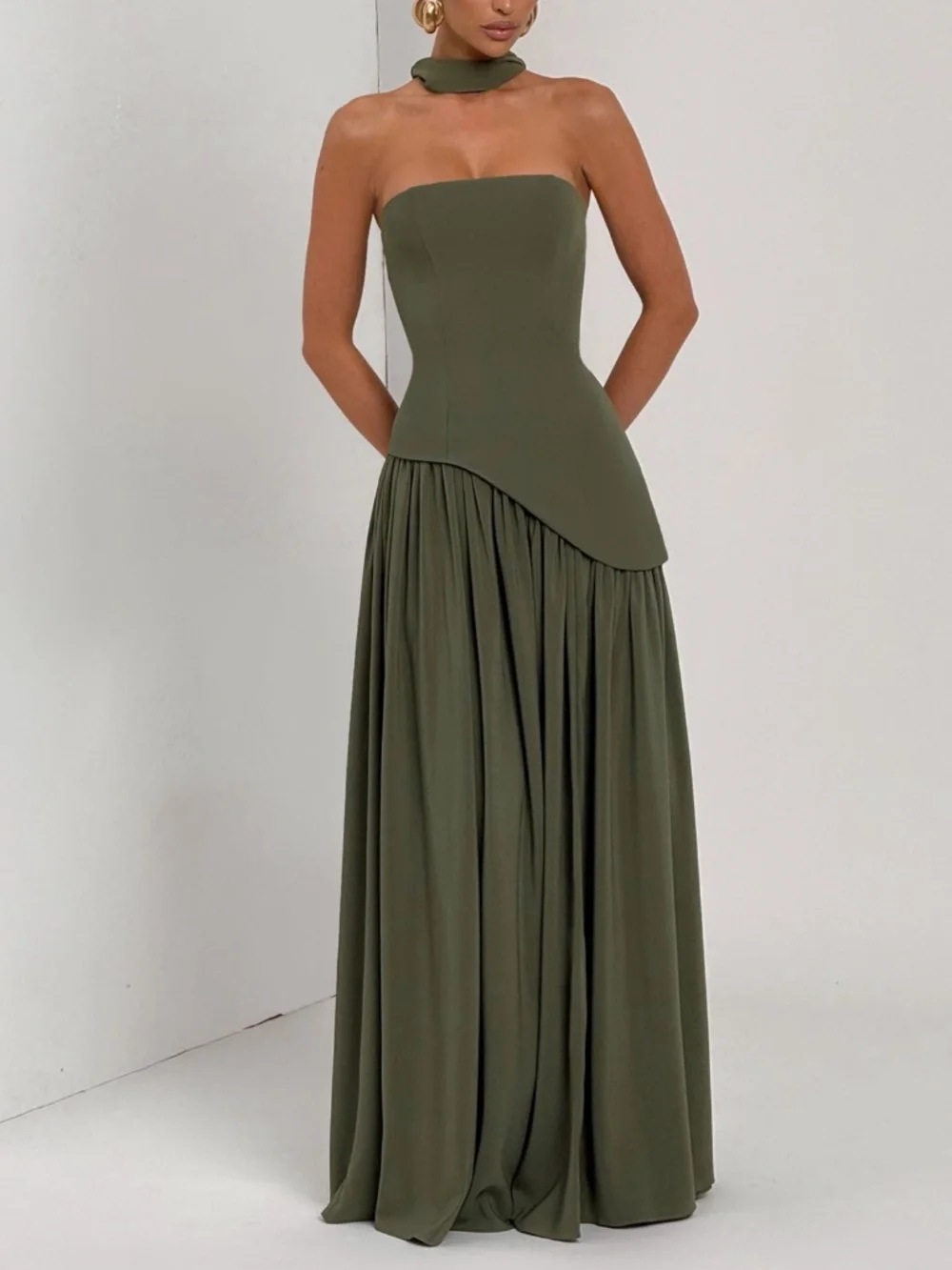 Babyboo Fashion Maliyah Maxi Dress NWT Khaki Corset Wedding Guest Formal M - Picture 2 of 16